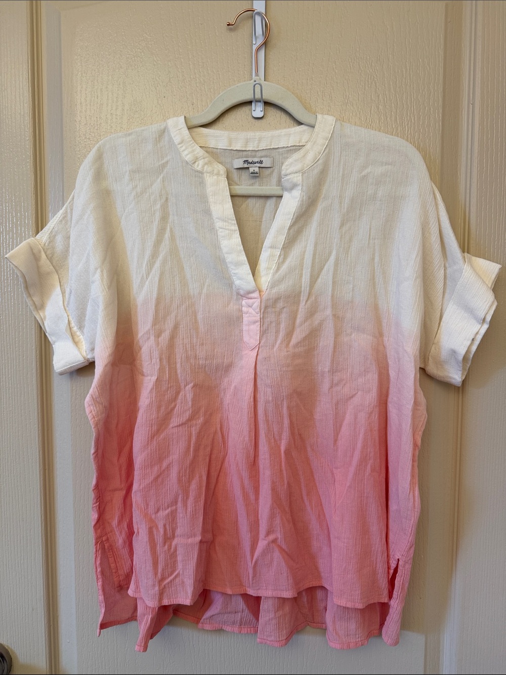Madewell Cream to Pink Ombre V-Notch Tunic Top